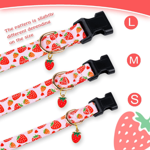 Cute Pink Strawberry Cotton Dog Collar