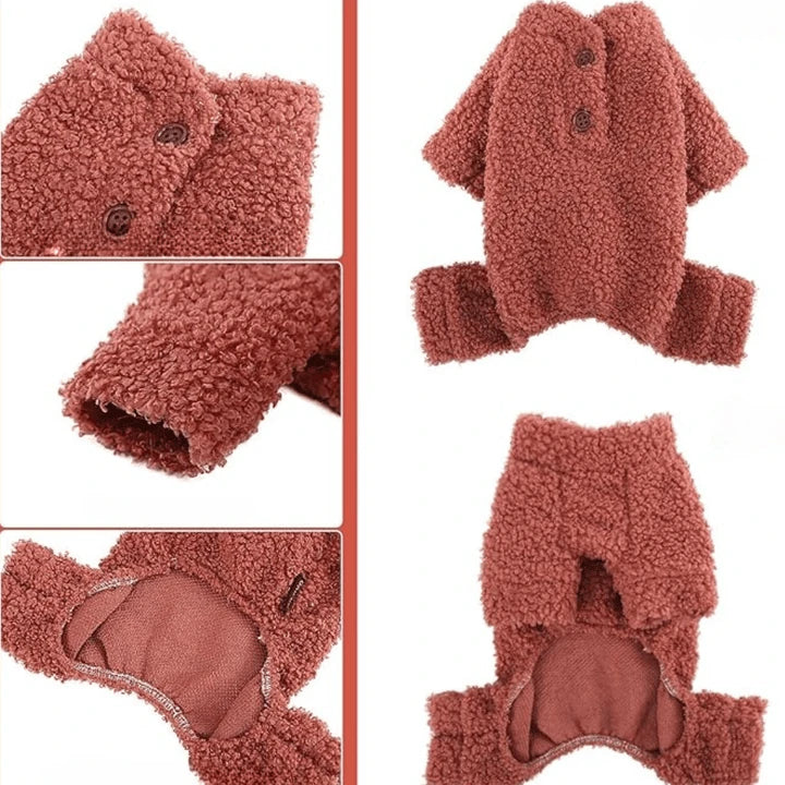 Snug Paws Fleece Jumpsuit Sweaters Stylish Warm Pet Apparel Winter Pet's Clothing