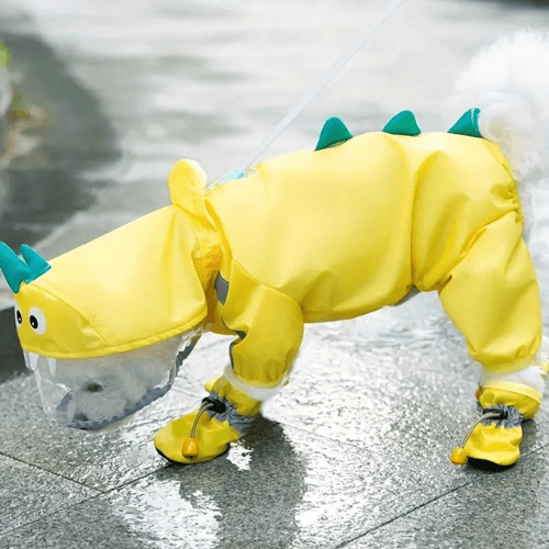 Roar Through Rainy Days Waterproof Dinosaur Raincoat Furry Rainy Season Pet's Clothing