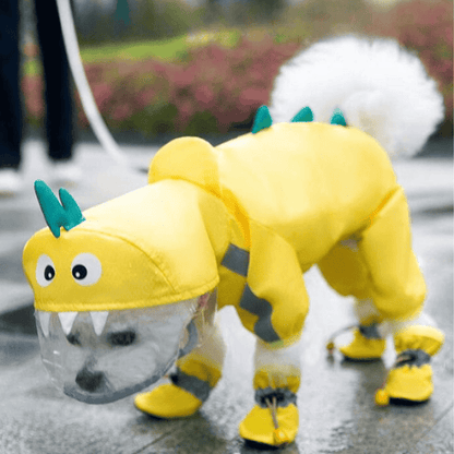 Roar Through Rainy Days Waterproof Dinosaur Raincoat Furry Rainy Season Pet's Clothing