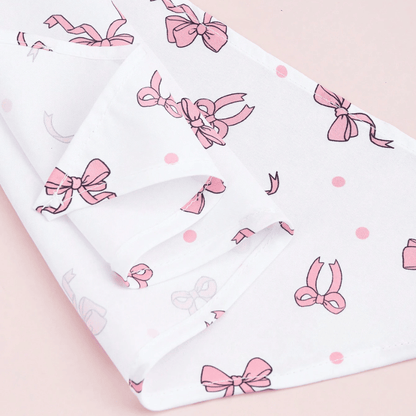Pet Triangular Bib/Bandana – Scarf with Bow Design for Dogs & Cats, White/ Pink