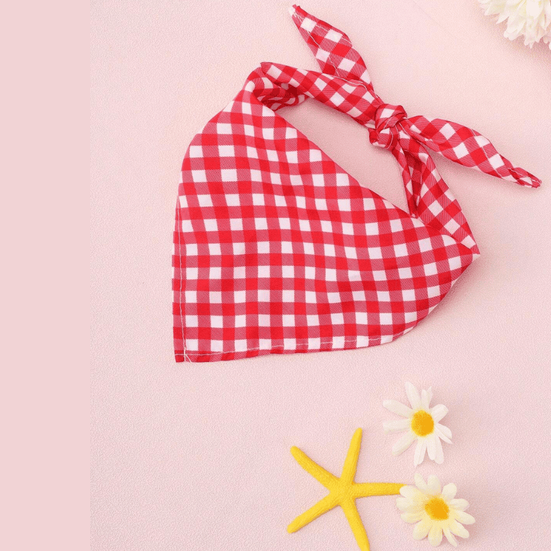 Pet Triangular Bib/Bandana – Scarf with Caro Design for Dogs & Cats, Red
