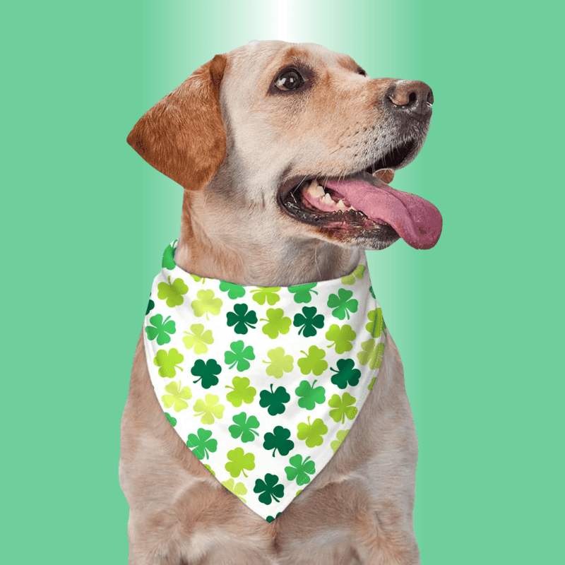 Pet's Scarves – Four-Leaf Clover Polyester Bandana for Dogs & Cats