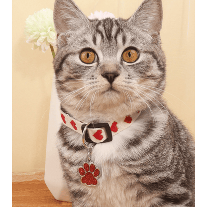 Thin Cotton Pet Collar with Paw Love Design