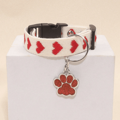 Thin Cotton Pet Collar with Paw Love Design