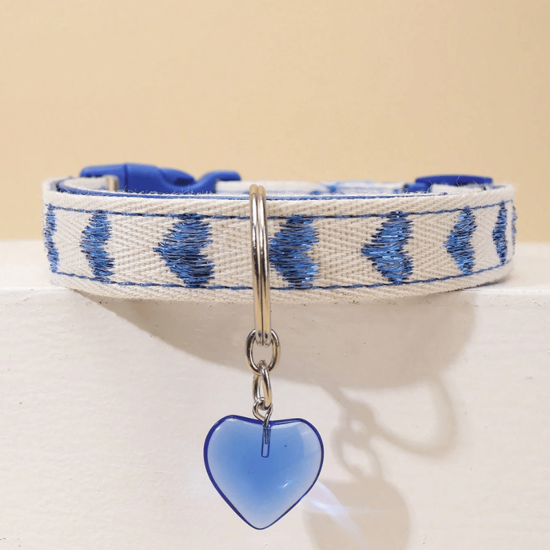Thin Cotton Pet Collar with Paw Love Design