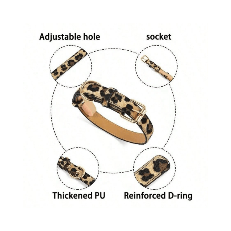 Adjustable Leopard Print Pet Collar