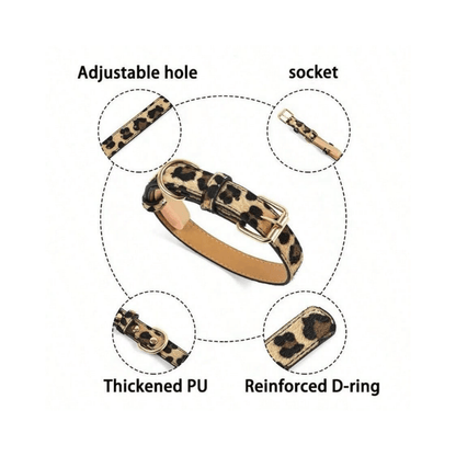 Adjustable Leopard Print Pet Collar