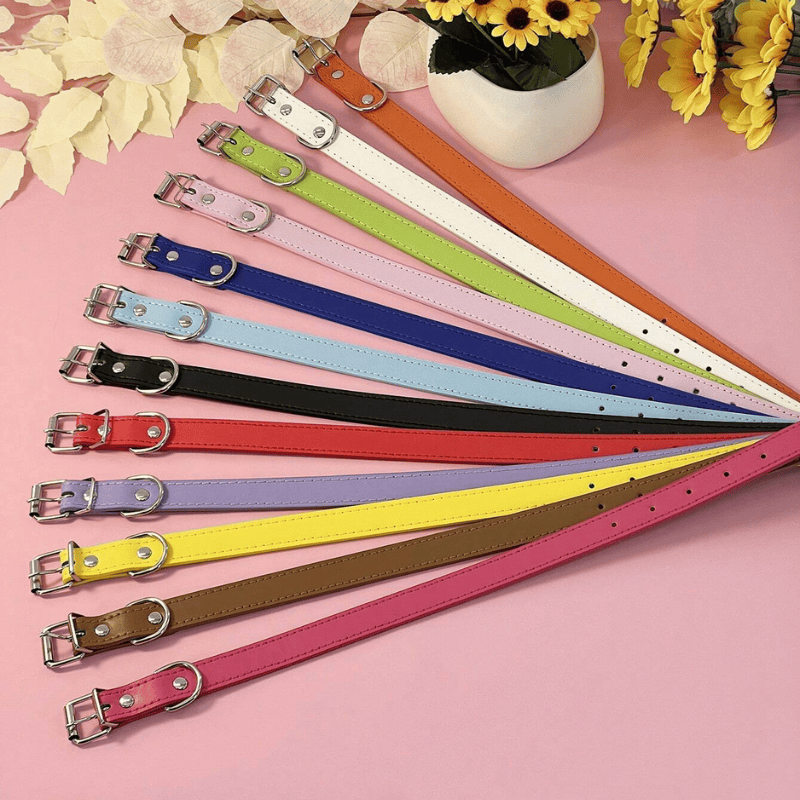 Punk Style PU Leather Dog Collar – Adjustable Multi-Color Pet Collar