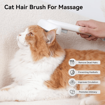 Self-Cleaning Cat Brush for Shedding - One-Click Grooming Tool with Massage Tips for Indoor Cats & Kittens