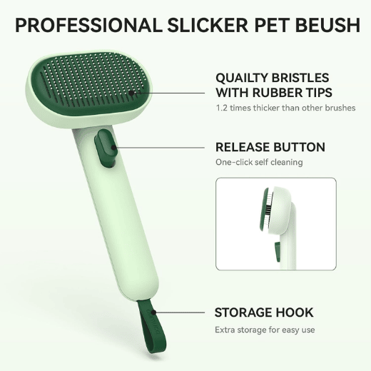 Self-Cleaning Cat Brush for Shedding - One-Click Grooming Tool with Massage Tips for Indoor Cats & Kittens
