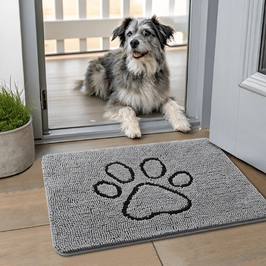 Chenille Dog Door Mat for Muddy Paws - Absorbent Dirt Trapper Indoor Entry Rug