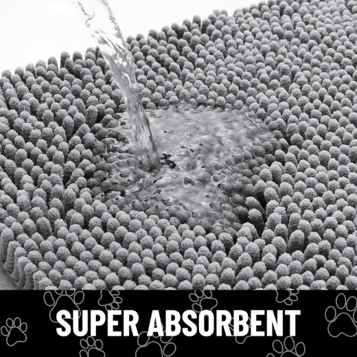 Chenille Dog Door Mat for Muddy Paws - Absorbent Dirt Trapper Indoor Entry Rug