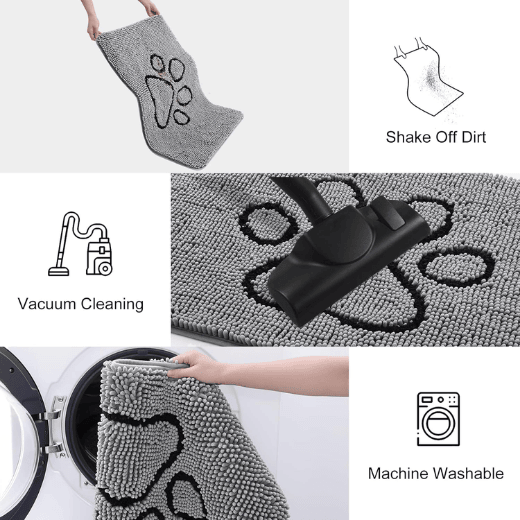 Chenille Dog Door Mat for Muddy Paws - Absorbent Dirt Trapper Indoor Entry Rug