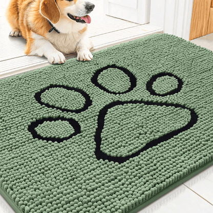 Chenille Dog Door Mat for Muddy Paws - Absorbent Dirt Trapper Indoor Entry Rug