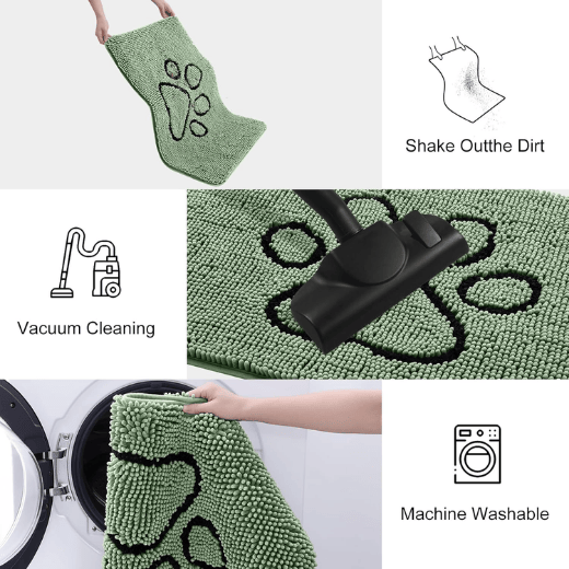 Chenille Dog Door Mat for Muddy Paws - Absorbent Dirt Trapper Indoor Entry Rug