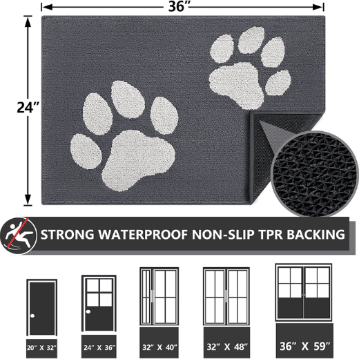 Large Dog Mat for Muddy Paws - Washable Inside Floor Doormat