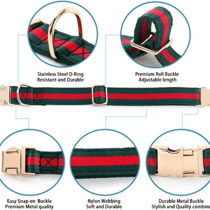 Premium Luxury Dog Collar - Soft Cotton-Nylon Webbing with Metal Buckle