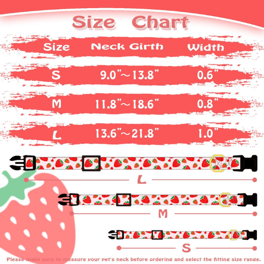 Cute Pink Strawberry Cotton Dog Collar