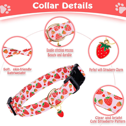 Cute Pink Strawberry Cotton Dog Collar