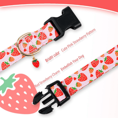 Cute Pink Strawberry Cotton Dog Collar