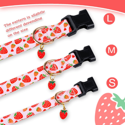 Cute Pink Strawberry Cotton Dog Collar