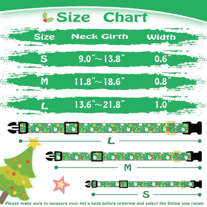 Green Christmas Cotton Dog Collar