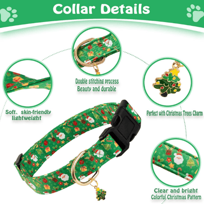 Green Christmas Cotton Dog Collar