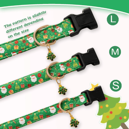 Green Christmas Cotton Dog Collar