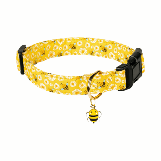 Cute Yellow Bee Cotton Dog Collar