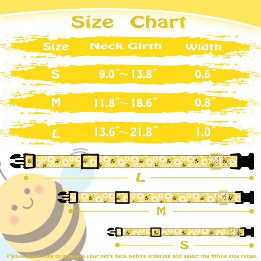 Cute Yellow Bee Cotton Dog Collar