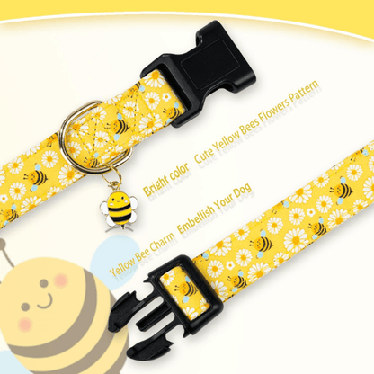 Cute Yellow Bee Cotton Dog Collar