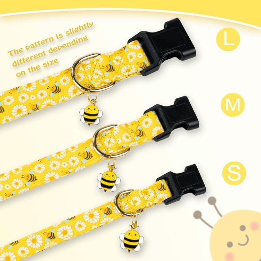 Cute Yellow Bee Cotton Dog Collar