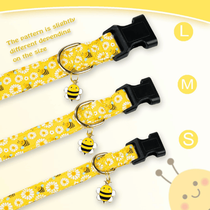 Cute Yellow Bee Cotton Dog Collar