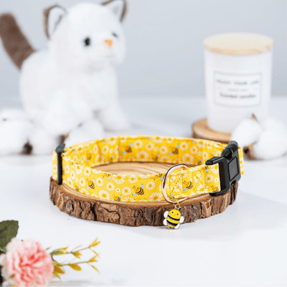 Cute Yellow Bee Cotton Dog Collar