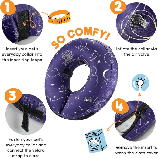 Inflatable Dog Cone Collar Alternative for Dogs & Cats - Constellation