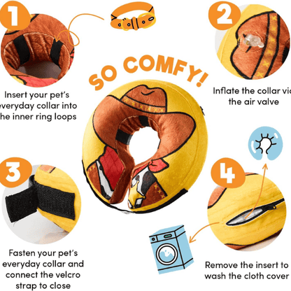 Inflatable Dog Cone Collar Alternative for Dogs & Cats - Cowboy